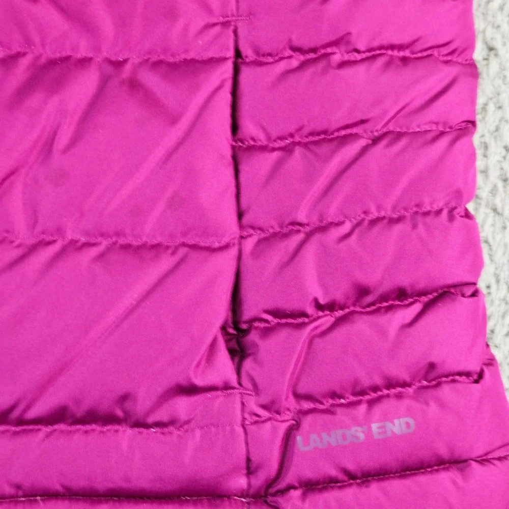 Lands' End Puffer Vest Womens Small 6-8 Pink Down Quilted Zip Winter Insulated